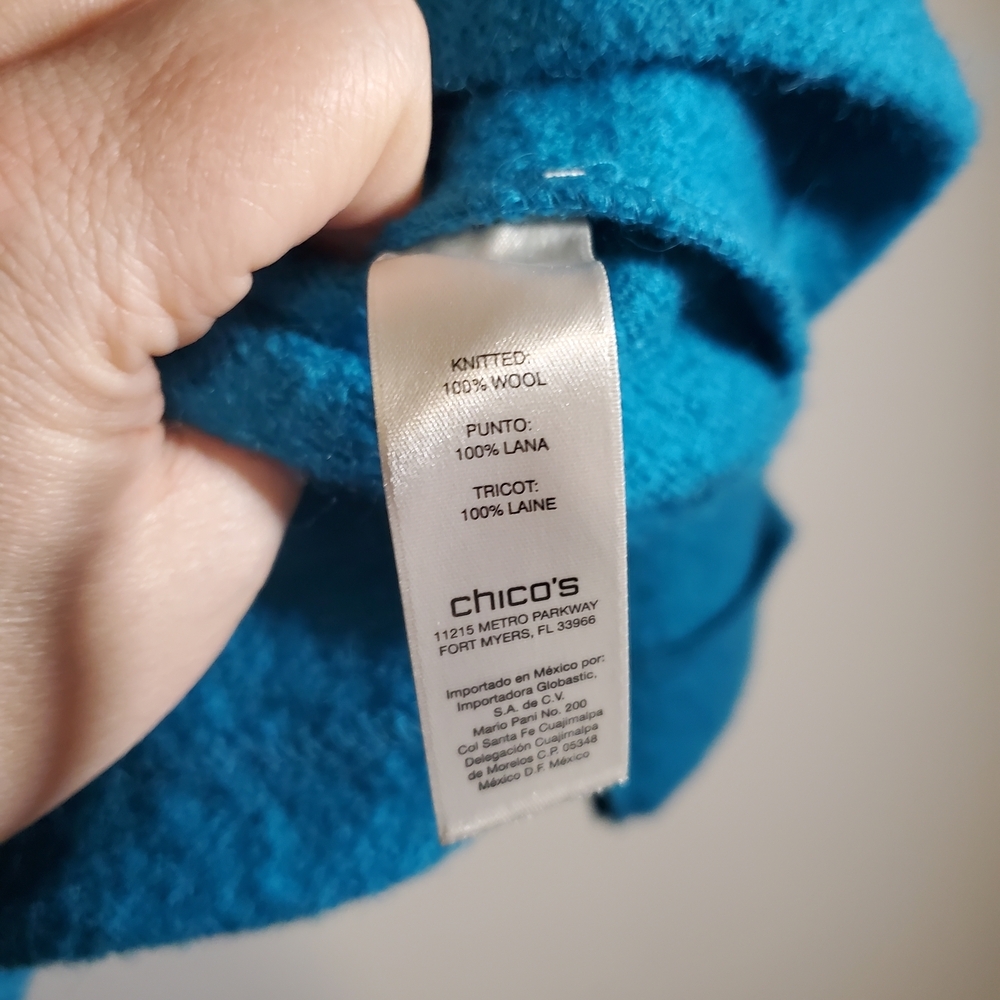 Chico's Teal 100% Wool Jacket - Picture 4 of 11